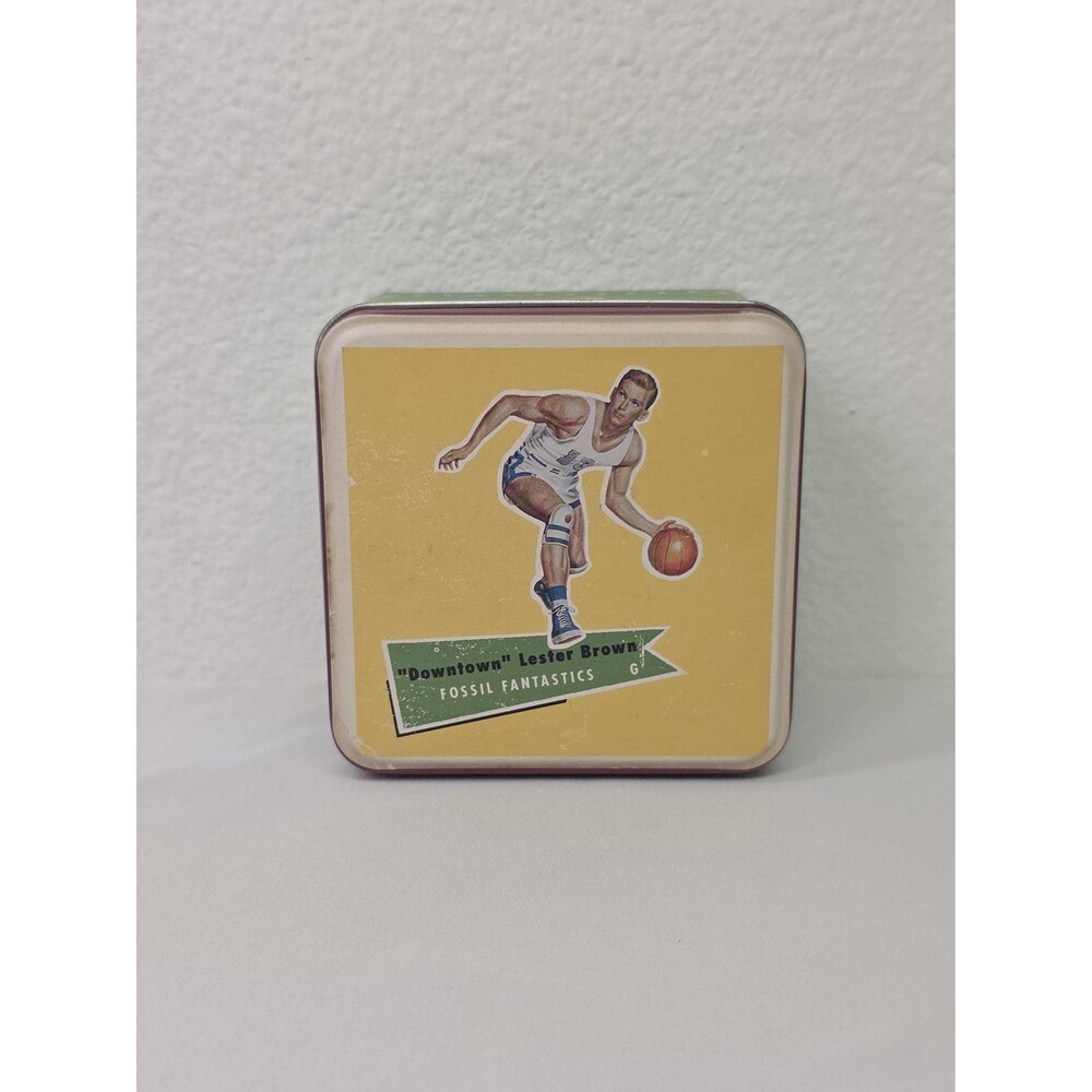 Vintage 2002 Fossil Fantastics Downtown Lester Brown watch Empty Tin Retro
